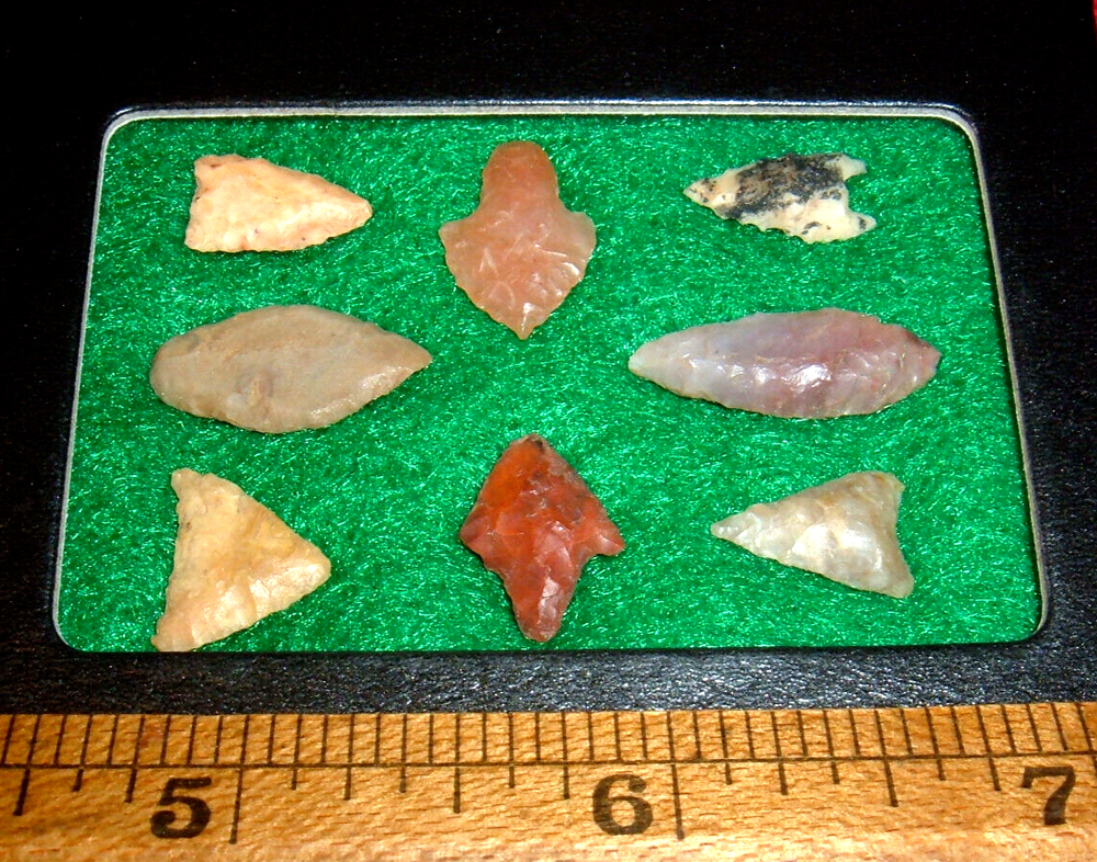 (8) Choice Miniature Assorted Neolithic Points W/CASE, Ancient African Artifacts