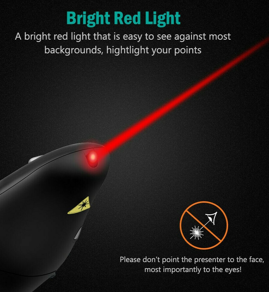 BEBONCOOL 2.4GHz USB Control PPT Wireless Presenter Remote w/ Red Laser Pointer