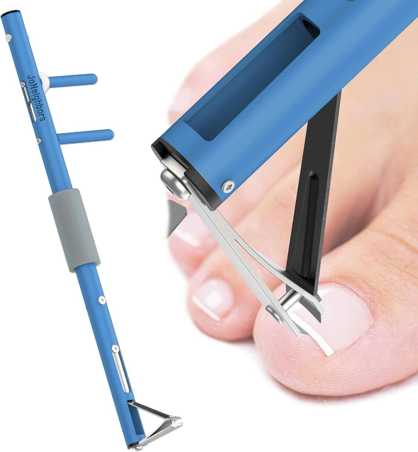 Long Handled Toenail Clippers Wide Jaw Opening-Seniors Thick Nails (XS/S/L)-Blue