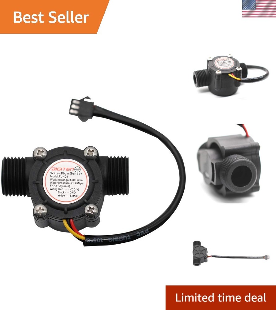 G1/2" Water Flow Hall Sensor Switch Flow Meter Flowmeter Counter 1-30L/min