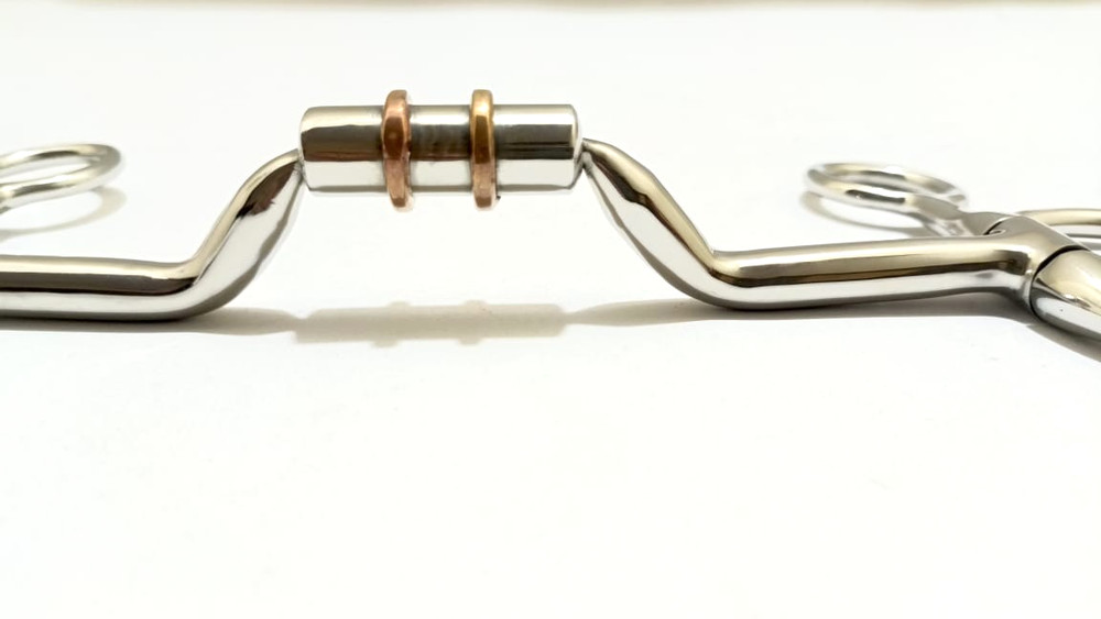 Western Pelham with Copper Roller Barrel Shank Snaffle Horse Bit