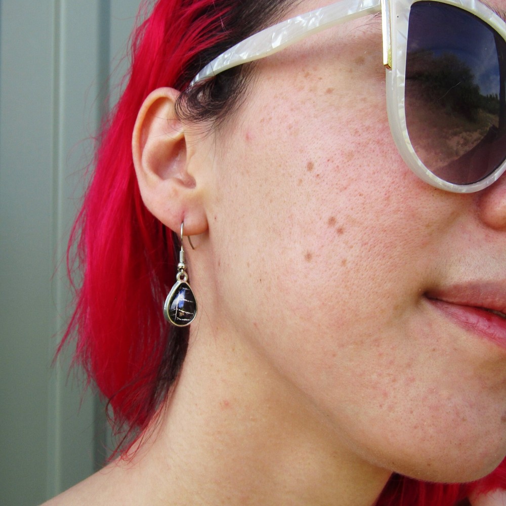 REAL preserved orb weaver spider web teardrop earrings