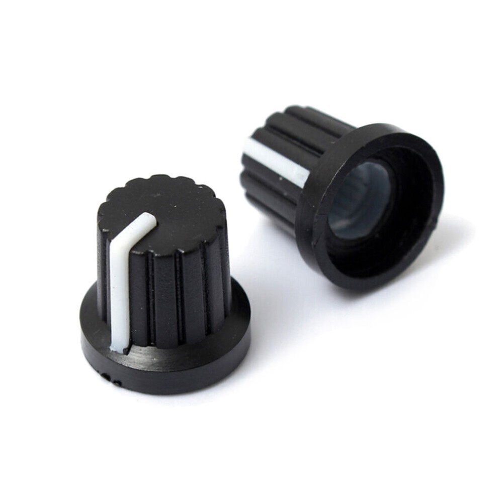 10 Pcs 6mm Shaft Hole Dia Plastic Threaded Knurled Potentiometer Knobs wh148 Cap