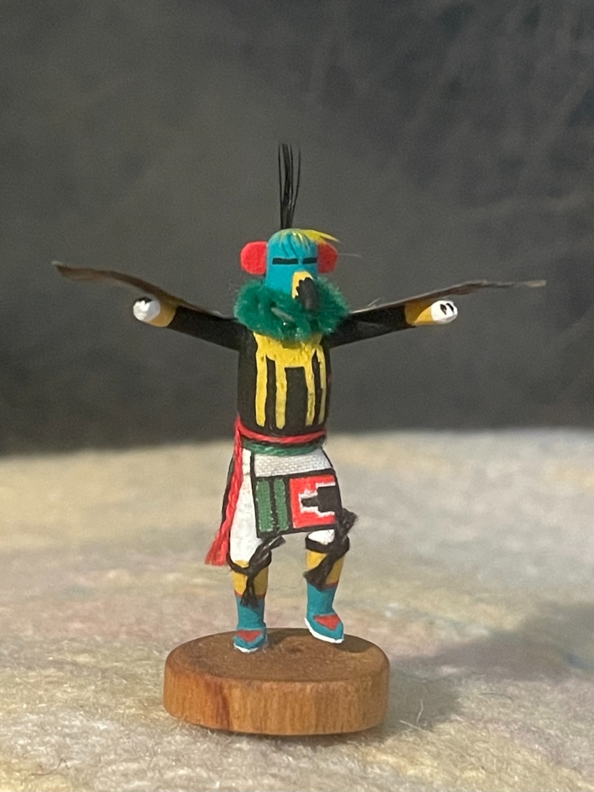 TINY ART-MINIATURE-NATIVE AMERICAN-KACHINA-SIGNED HOPI EAGLE '99-NEW CONDITION