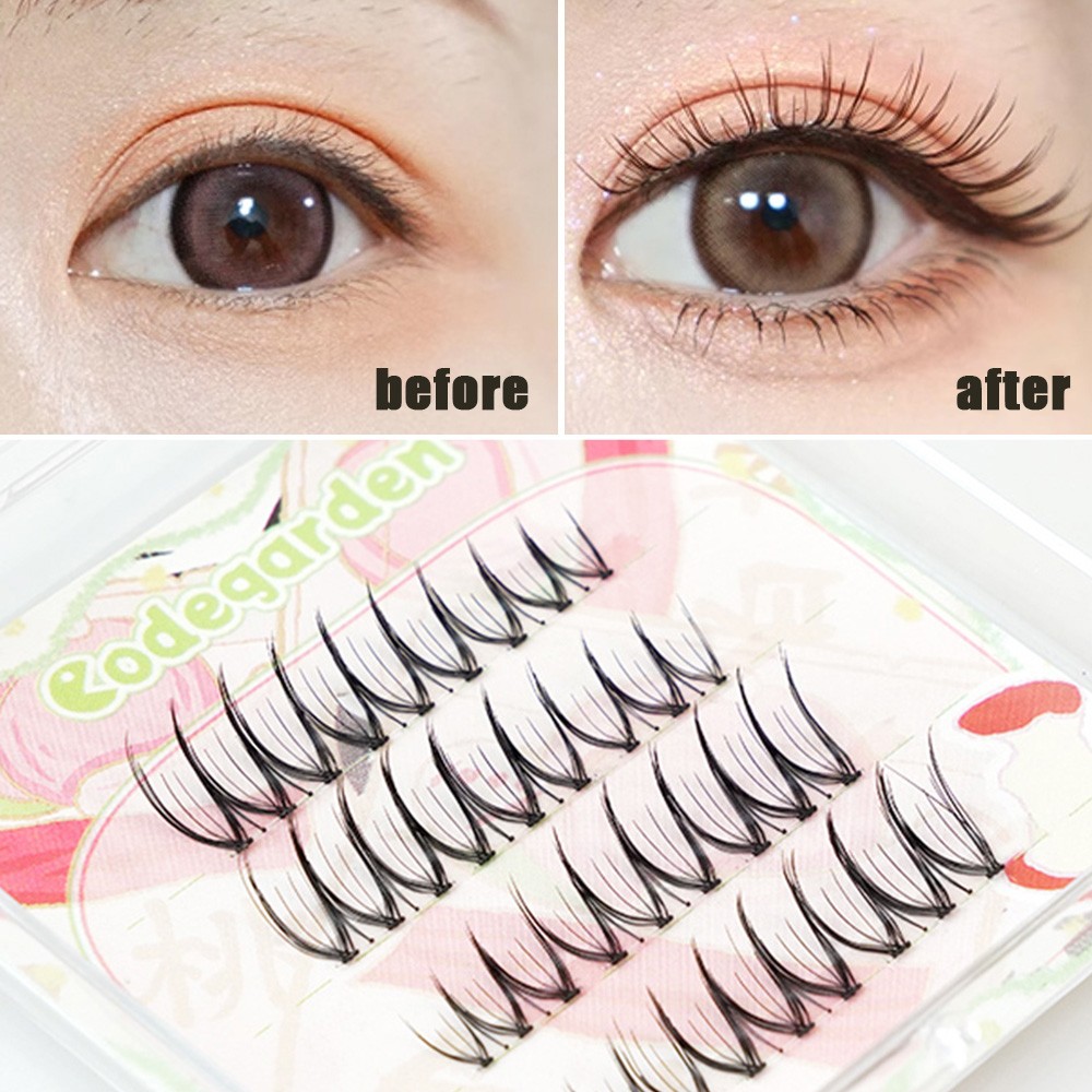 Comic Eye Cross U-shaped Reusable Lash Extension Segmented False Eyelashes ☾ ๑