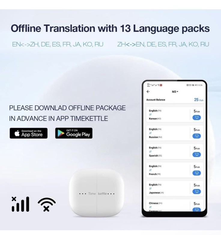 Timekettle M3 Language Translator Earbuds, Two-Way Translator Device with APP...
