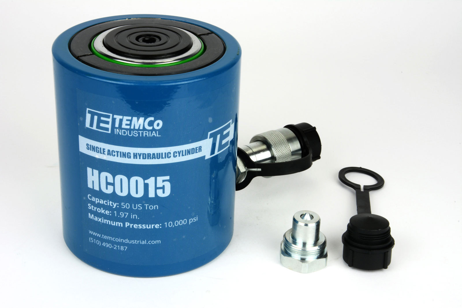 TEMCo HC0015 - Hydraulic Cylinder Ram Single Acting 50 TON 2" Inch Stroke