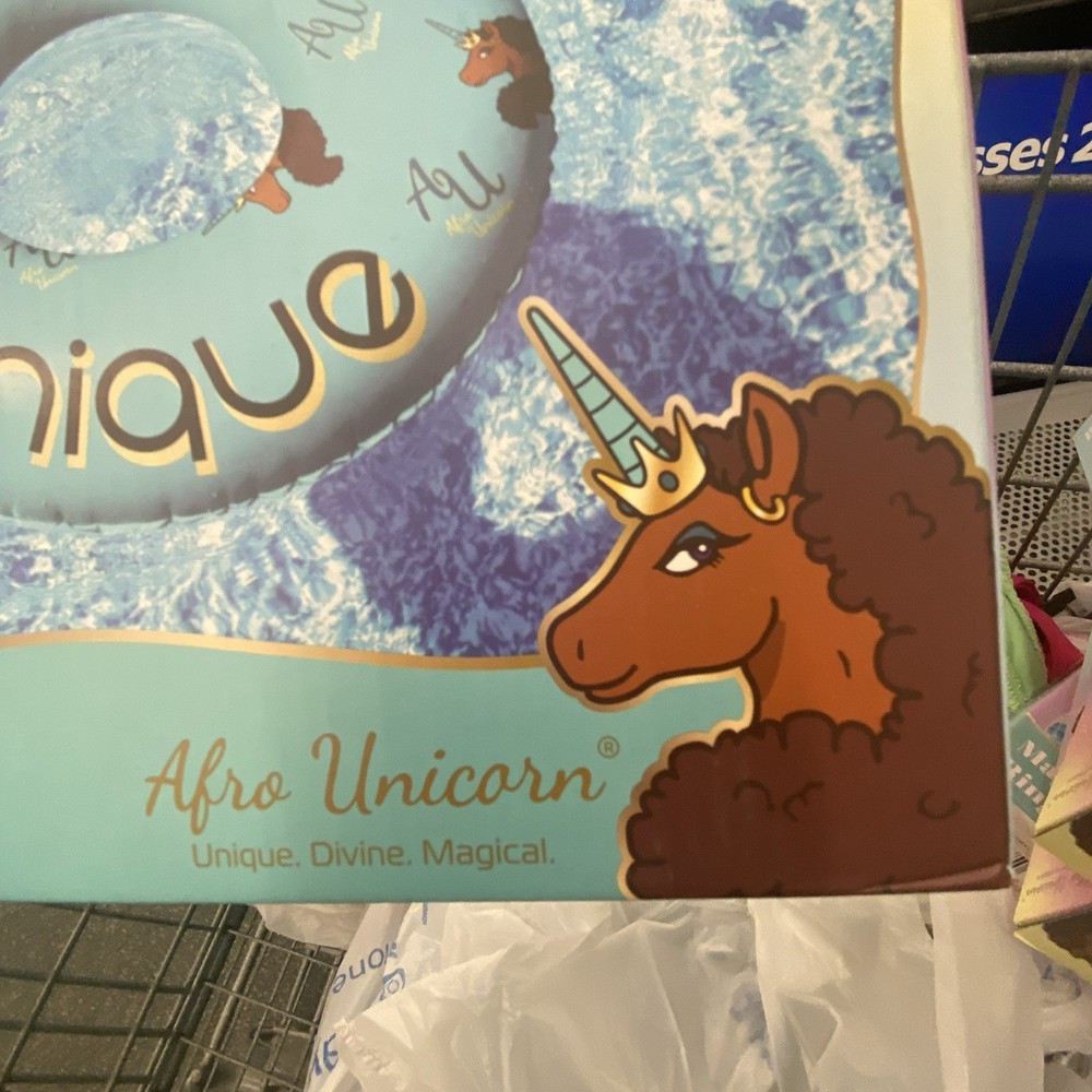 Unique Ring pool Float Afro Unicorn Blue