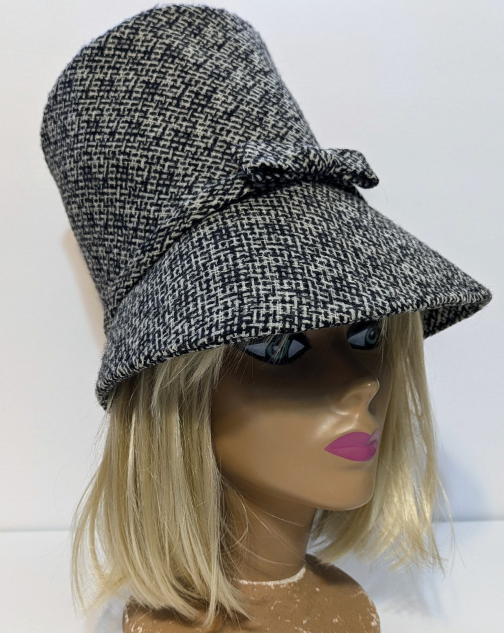 Vtg 60s 70s Tweed Tall Stovepipe Hat Womens Cates First Ave Mod Groovy Unique