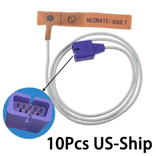 10Pcs US Compatible With 9pin Disposable Spo2 Sensor Blood Concentration Probe