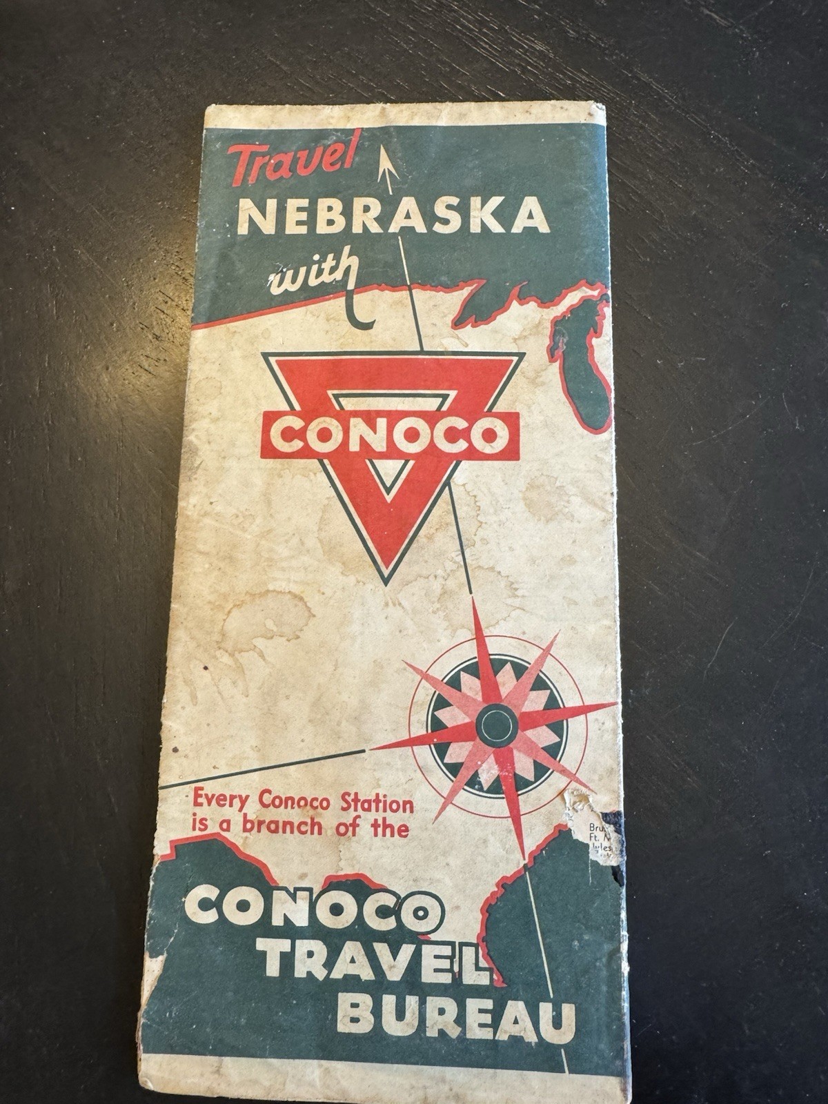 1936 Conoco Oil & Gas service station Travel Bureau California & Nevada map ----