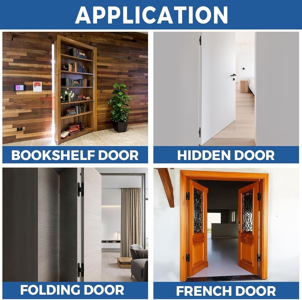 6" Hidden Door Hinges - 180° Invisible Concealed Hinges (2-Pack)