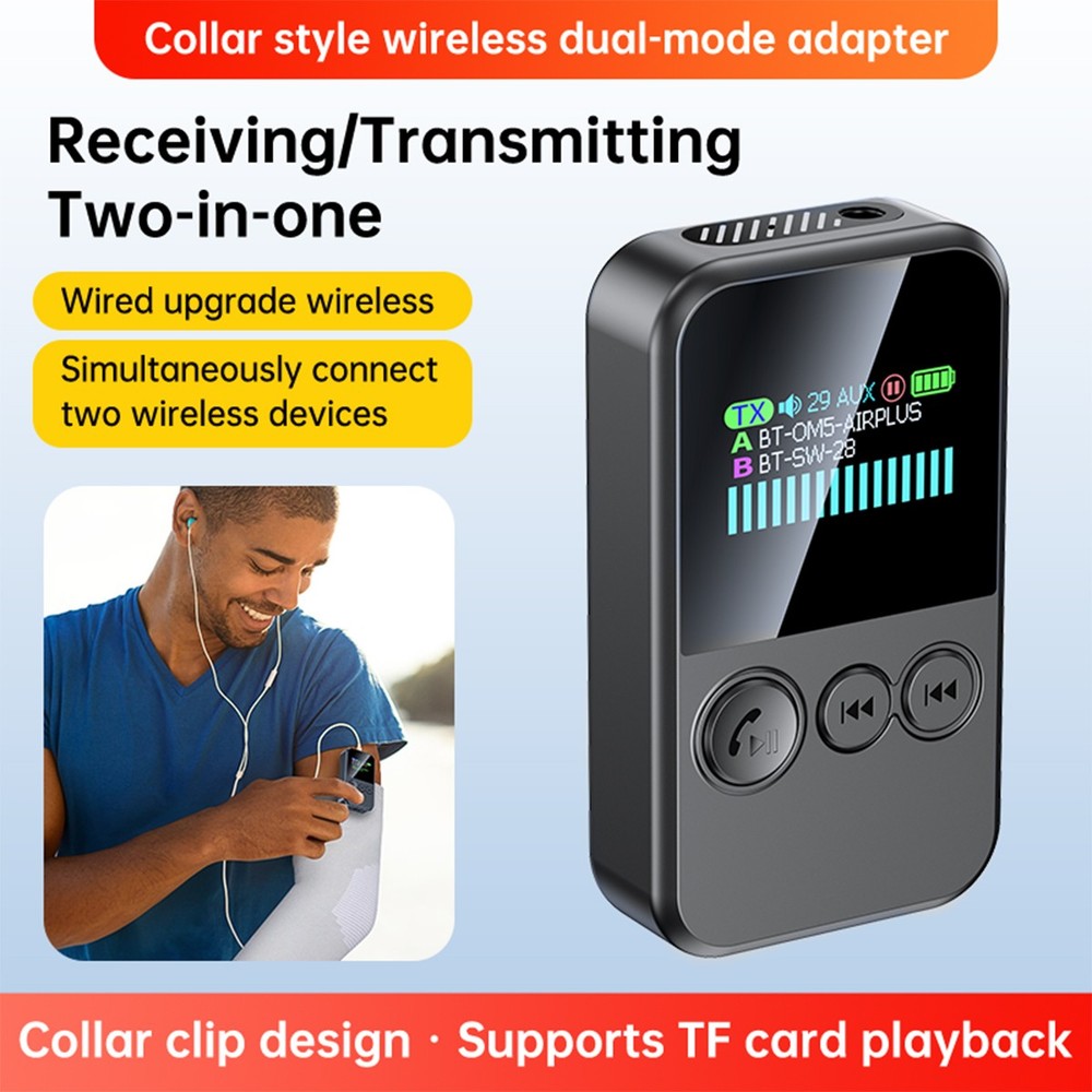 Bluetooth 5.4 Transmitter Receiver Wireless Audio 3.5mm AUX Adapter MP3 Player