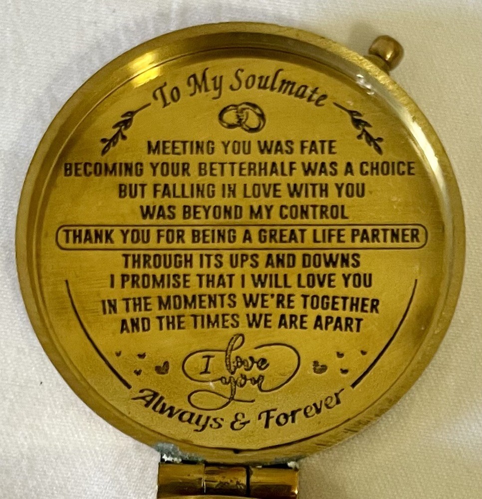 Vintage Thoreau's Go Confidently Quote Engraved Compass