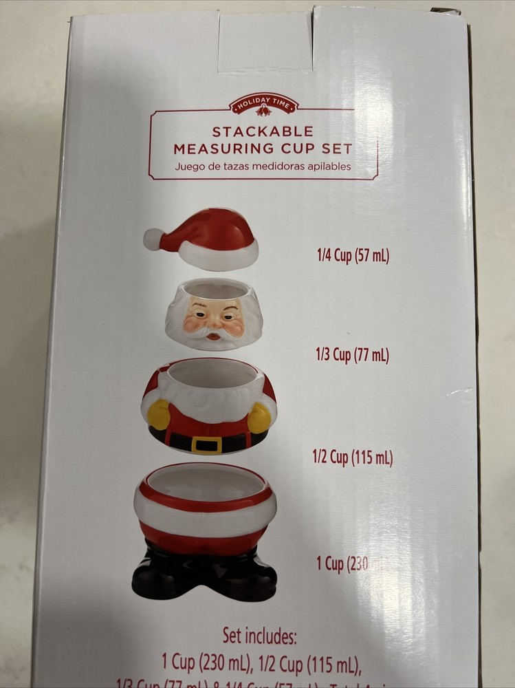 Stackable Measuring Cup Set Santa Claus By Holiday Time New In Box