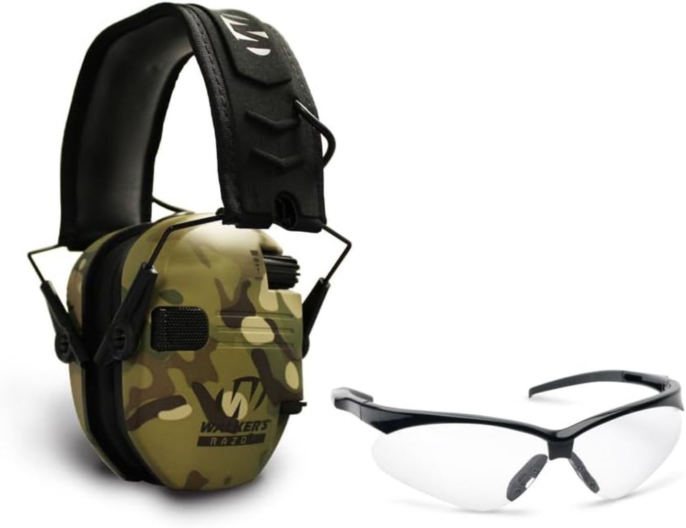 Walker's Razor Ultra Slim Electronic Muff & Glasses Combo Kit - Multi Cam