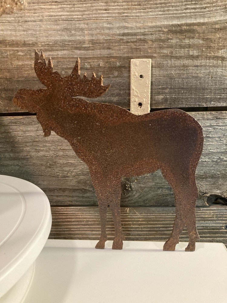 Rustic Iron Moose Curtain Tie Backs pair Brown 8.5” Moose