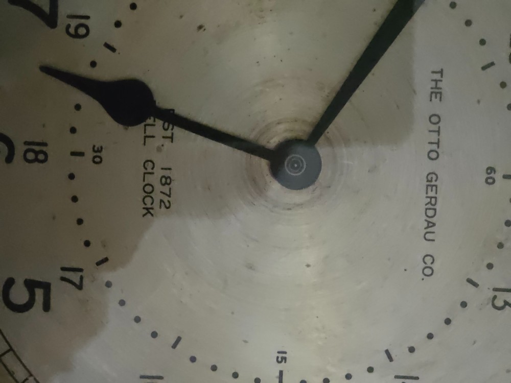 Otto Gerdau Ship’s Bell Clock – 10” Brass Case. Battery powered.