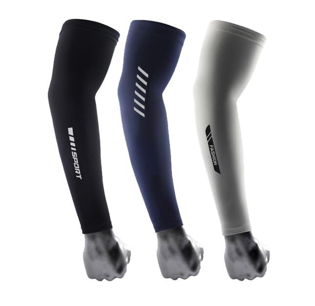 3 Pairs UV Sun Protection Arm Sleeves for Men Women - Compression Sun Sleeves...