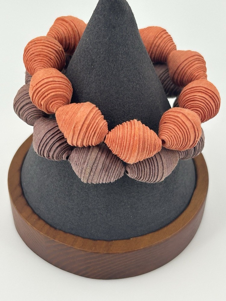 Vintage Purple & Orange Thread Wrapped Boho Stretch Bracelets Set