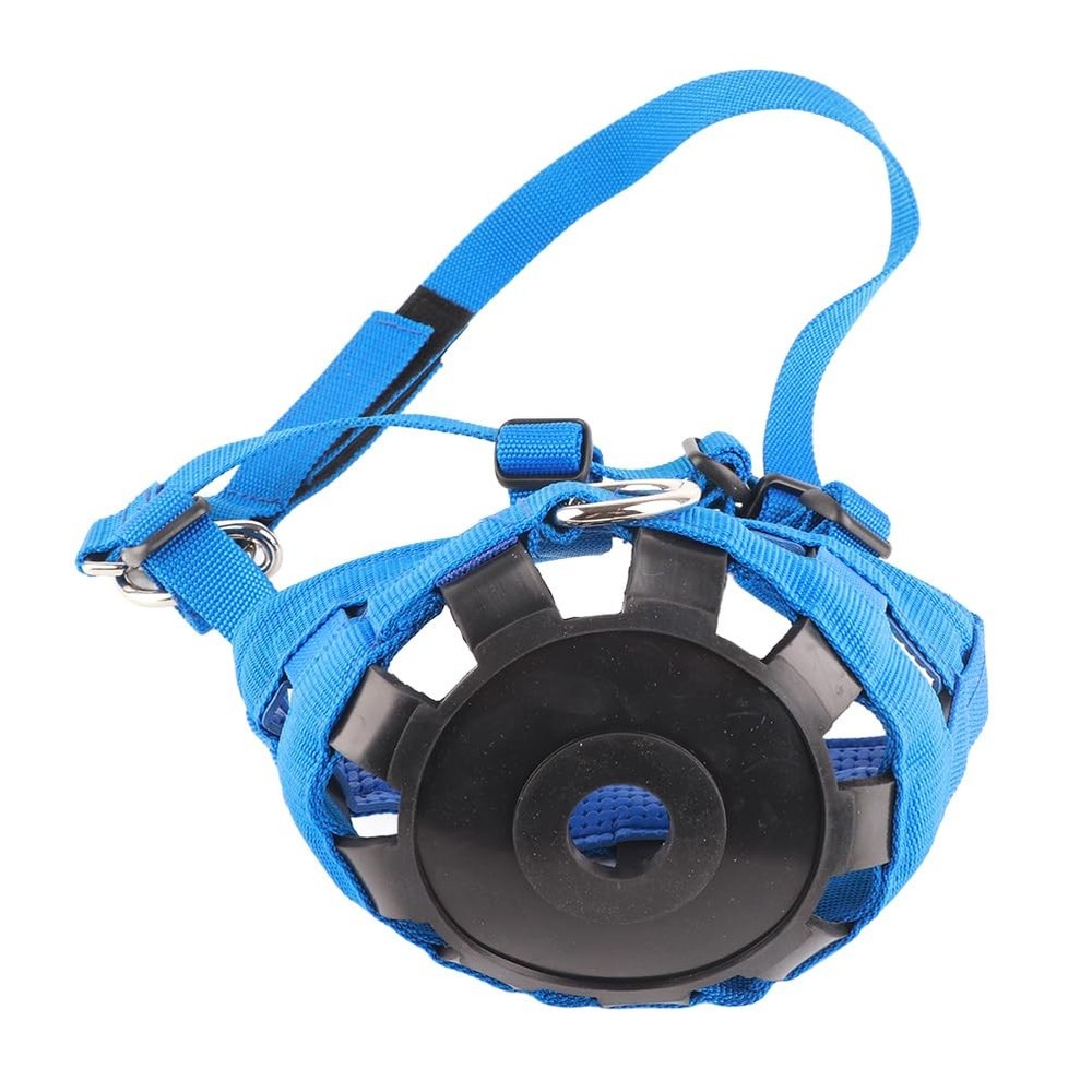Horse Grazing Muzzle & Anti-Bite Halter, Small Size Blue Nylon Headcollar wit...