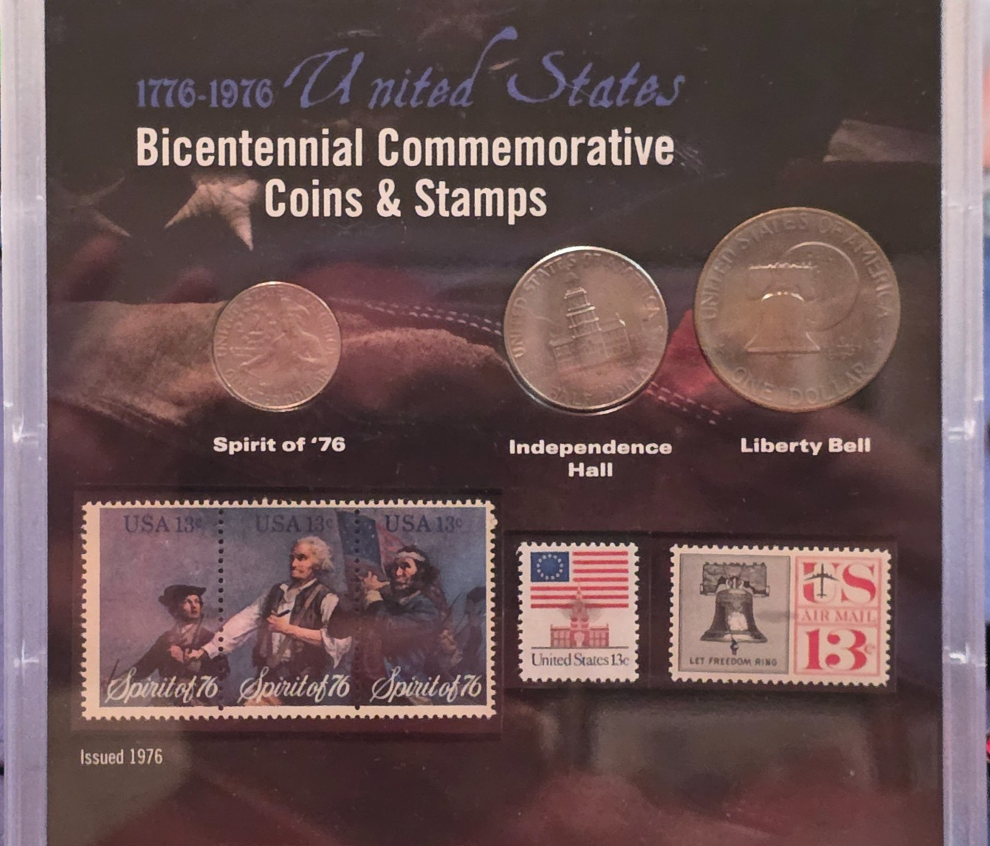 1976  Uncirculated Mint Set Postal Commemorative Society Coin & Stamps Set