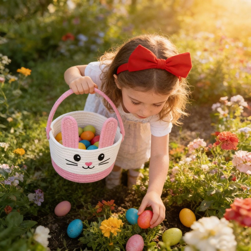 Easter Baskets for Kids, Easter Basket, Easter Bunny Baskets with Handle for ...