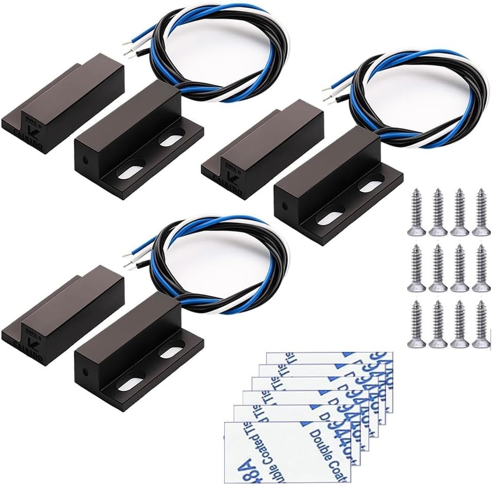 3 Sets NO/NC Black Magnetic Switch Wiring Recessed Door Sensor Hidden Window ...