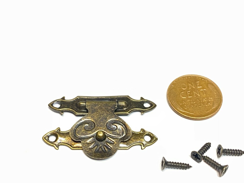 38mm mini dollhouse Antique Bronze latch Sets Box Case Lock hinge small E2