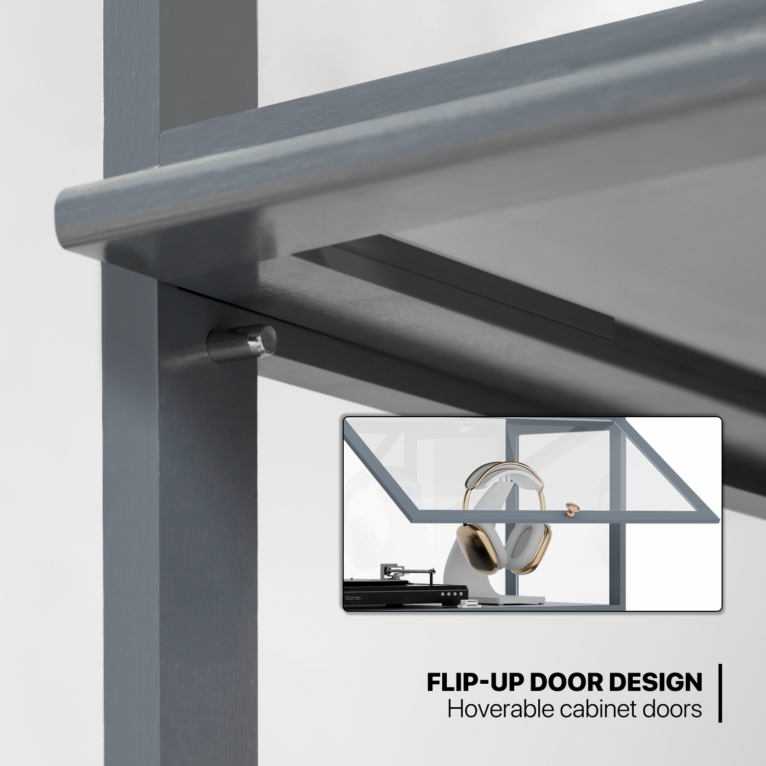 4 Tier 23"Display Cabinet Filp Up Acrylic Door Wine Showcase Craft Storage Shelf