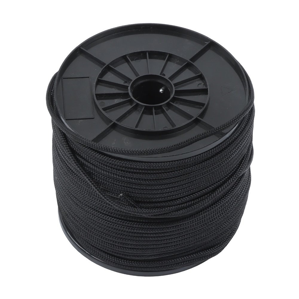 1/4" × 500' Black Nylon Rope Sturdy Spool Solid Braid Knot Rope Multipurpose