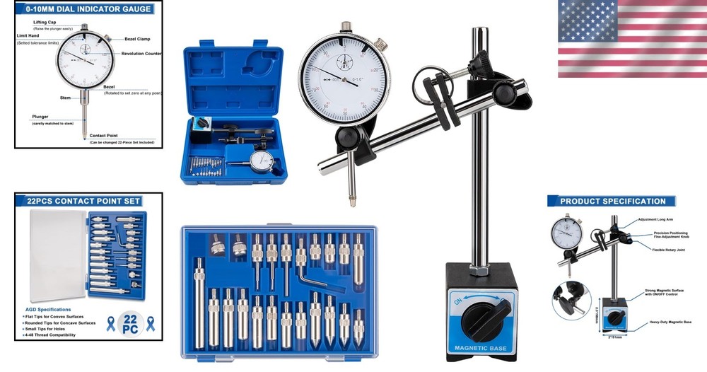 Adjustable Long Arm Magnetic Dial Gauge