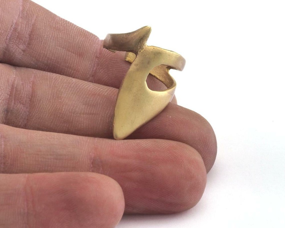 Ring Adjustable raw brass 8US Shark fin Statement Ring Women