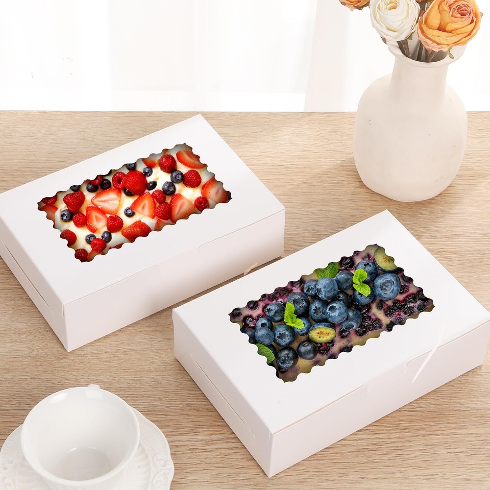 36 pcs Cookie Boxes9x6x2.5 Inch Large Bakery Boxes with Window for Pies Choco...