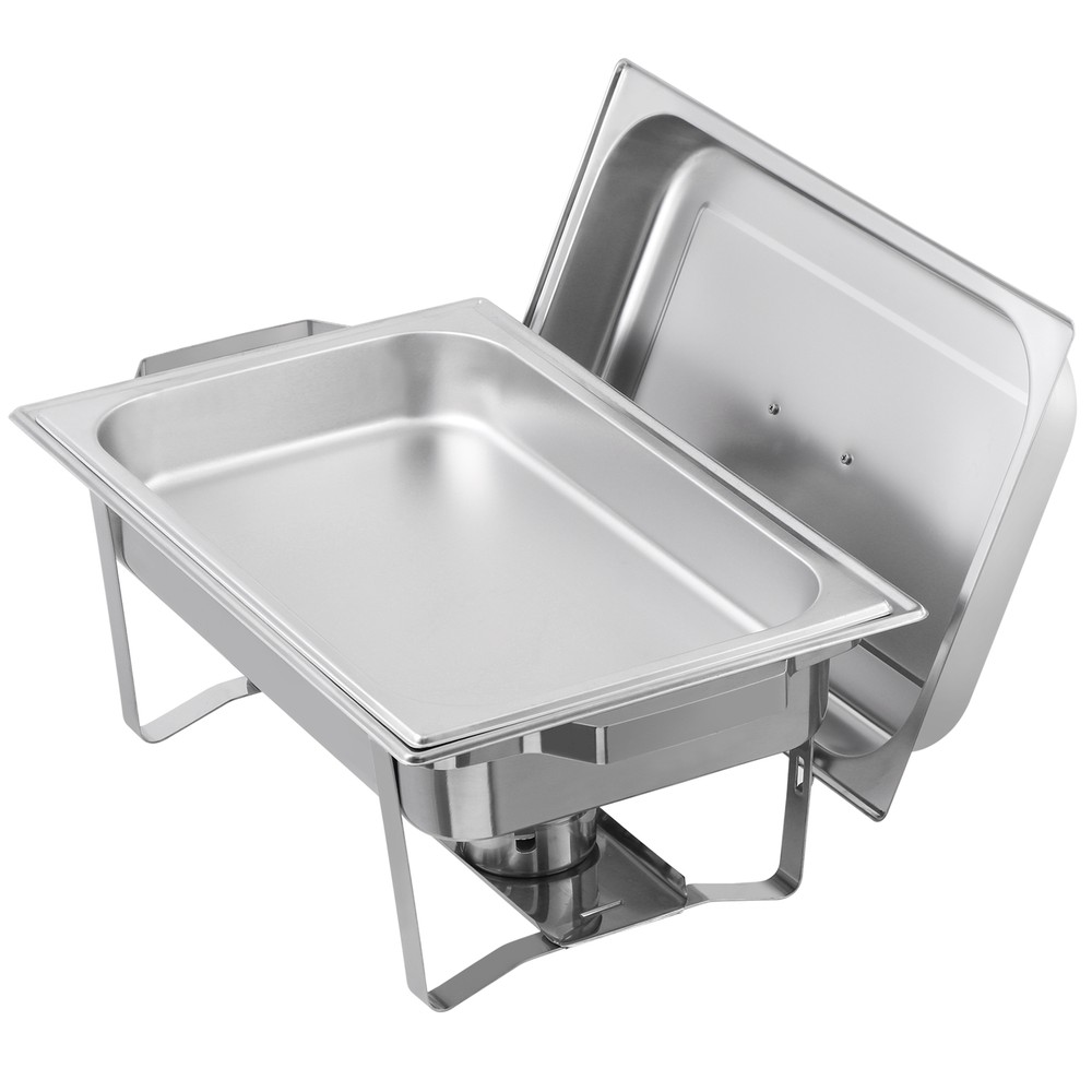 4PCS Stainless Steel Rectangular Chafing Dish Set Dish Buffet Trays 8QT Durable