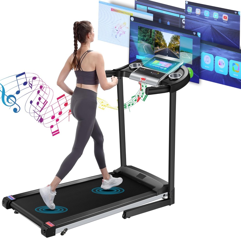 🏃9% Incline Foldable Treadmill with Kettle Cup Holder &36 Workout Programs🏃