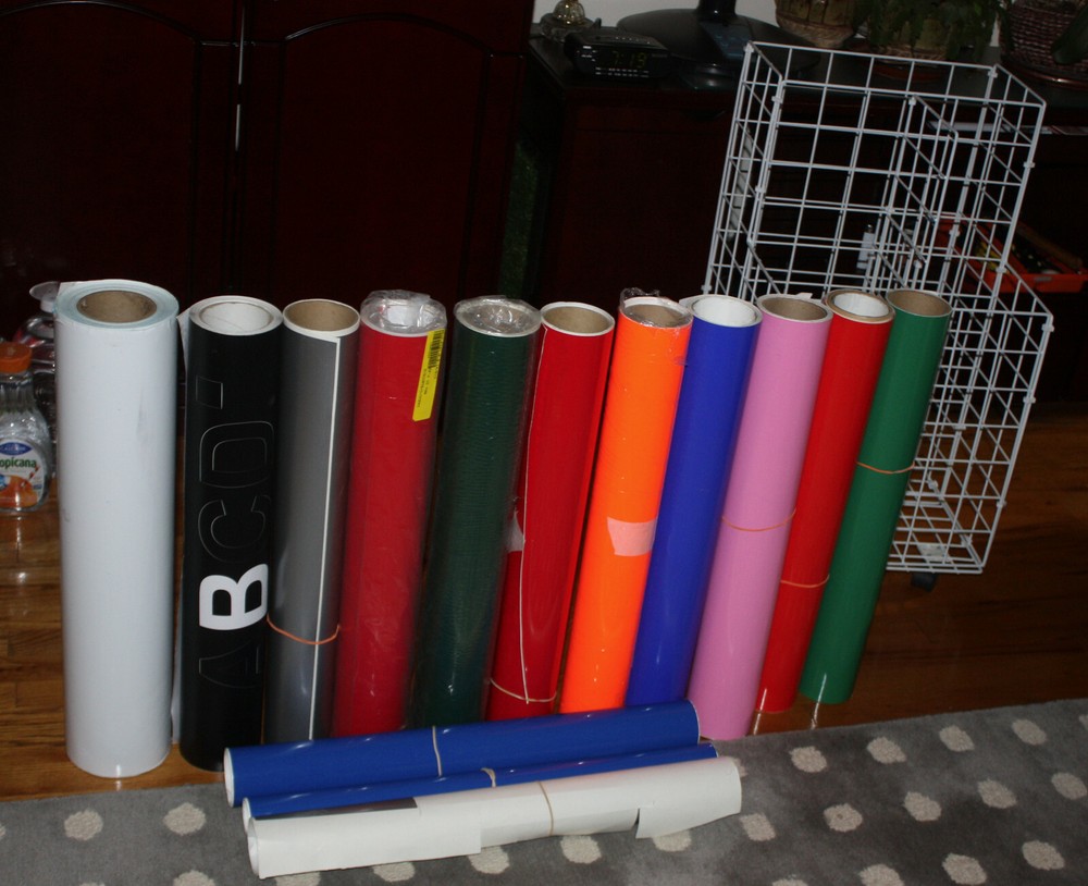 Vinyl in all essential colors with white plastic storage