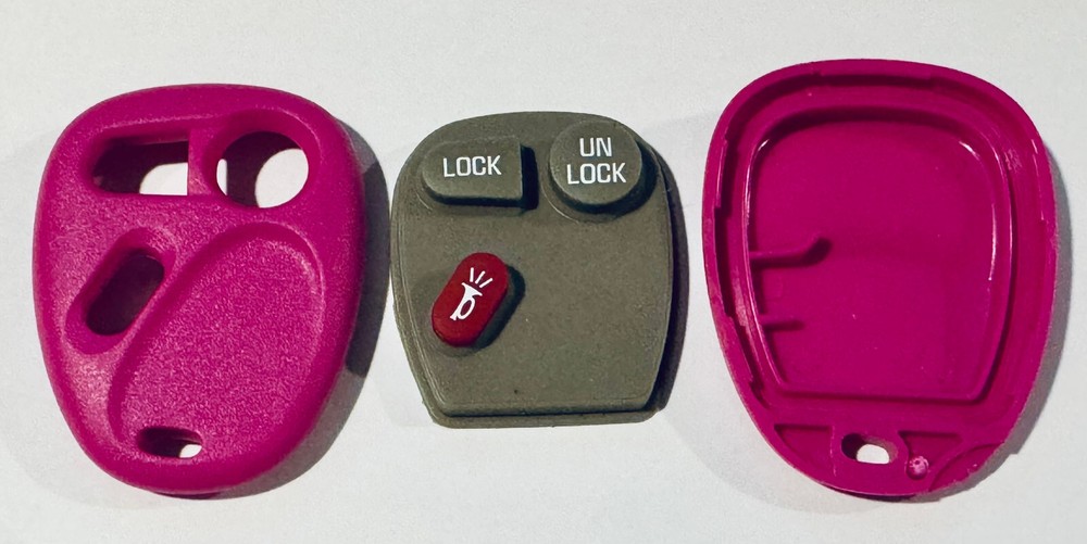 Pink keyless remote 3 button car fob case shell button pad 15042968 KOBLEAR1XT