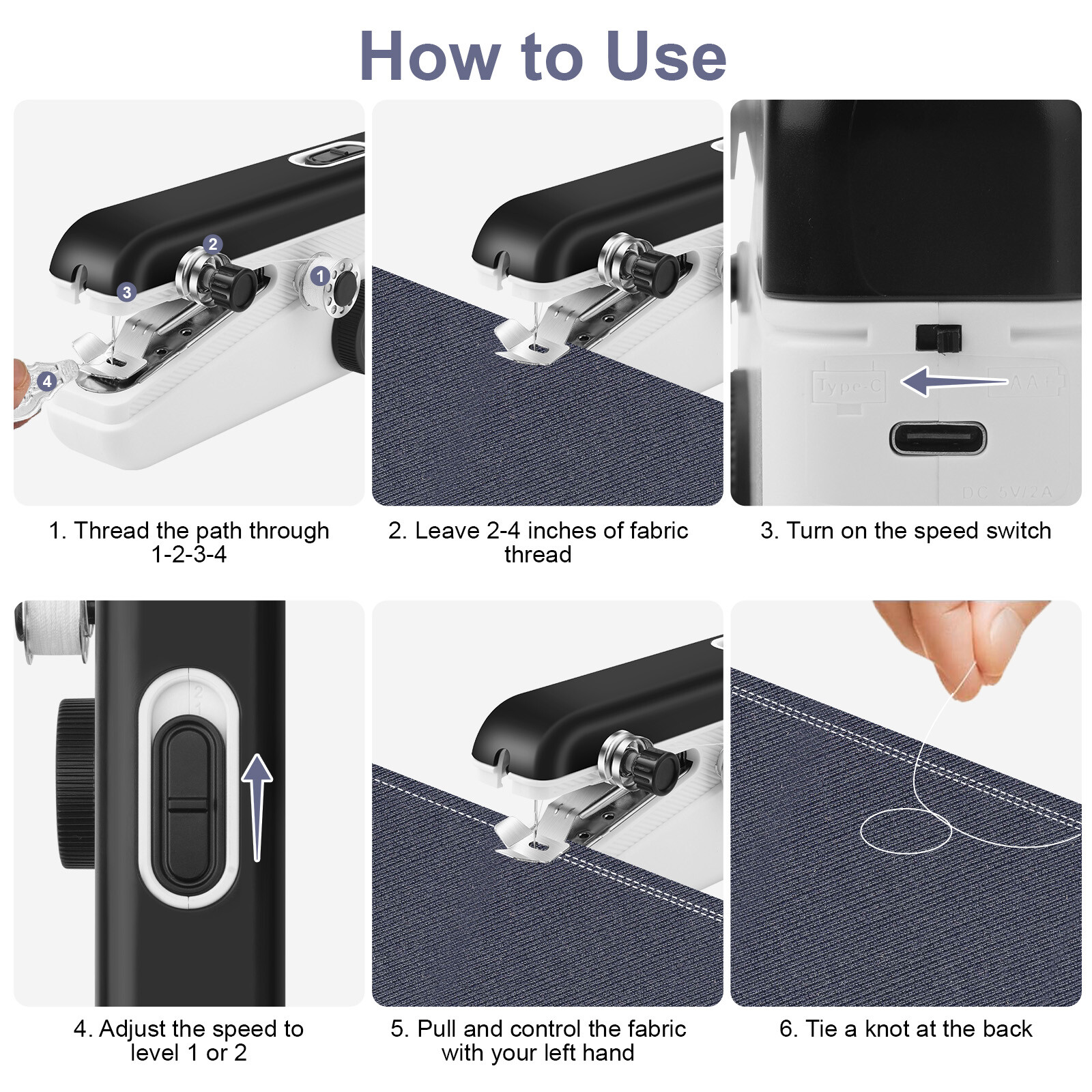 Home Travel Mini Portable Smart Electric Tailor Stitch Hand-held Sewing Machine