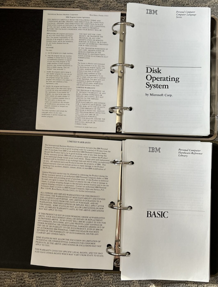 Vtg IBM 1983 DOS V. 2.10 & Basic 1982 Personal Computer Hardware Reference Libra