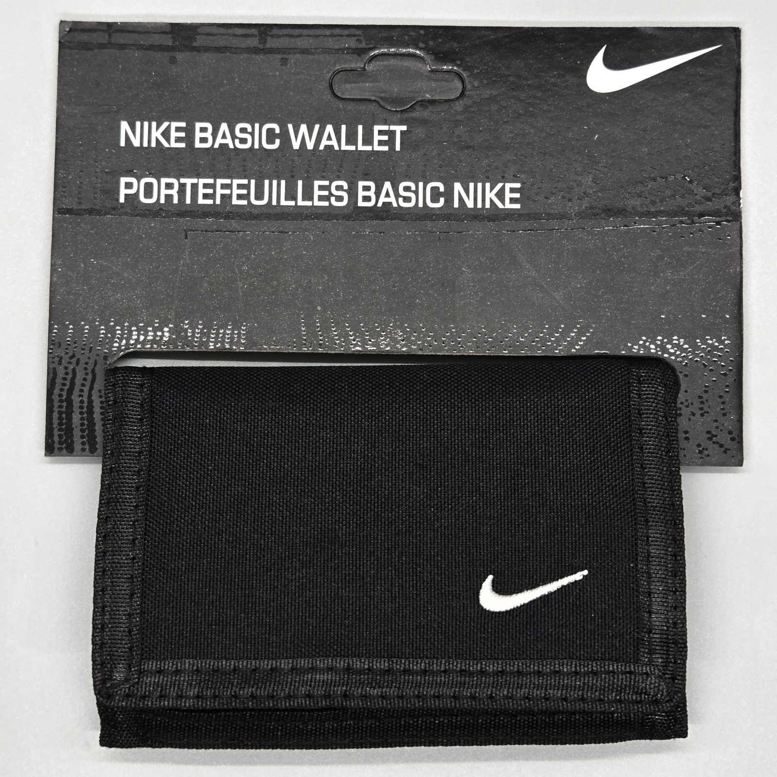 Nike Basic Black Wallet Swoosh Logo Zipper NEW