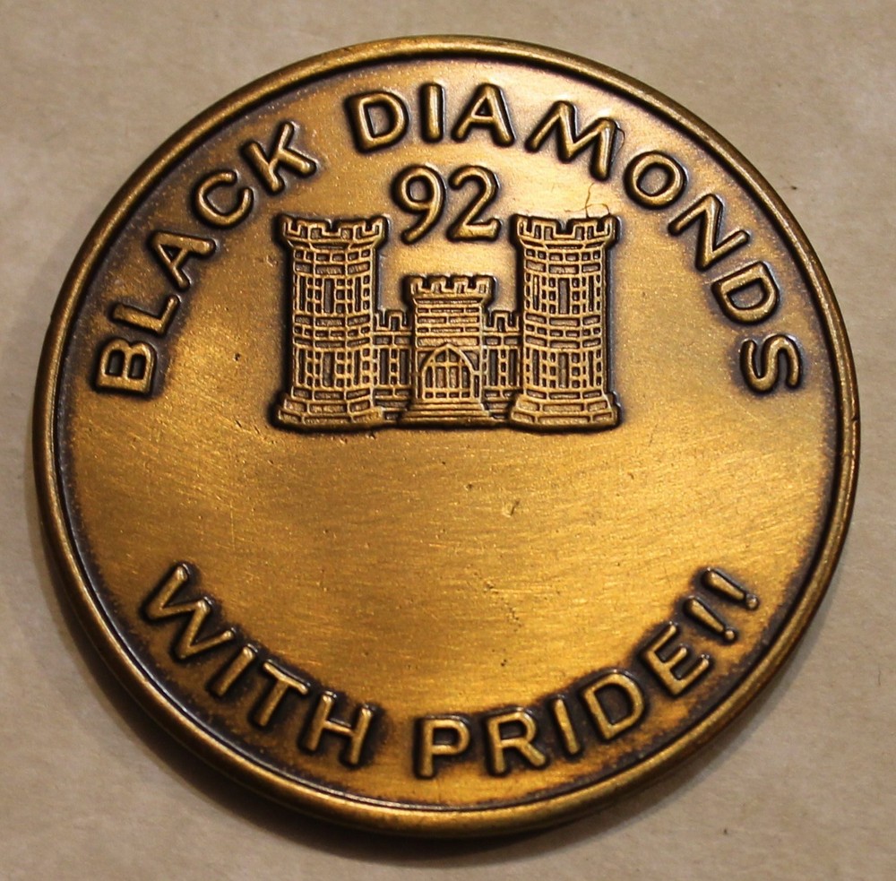 92nd Engineer Combat Battalion Heavy Black Diamonds Army Challenge Coin