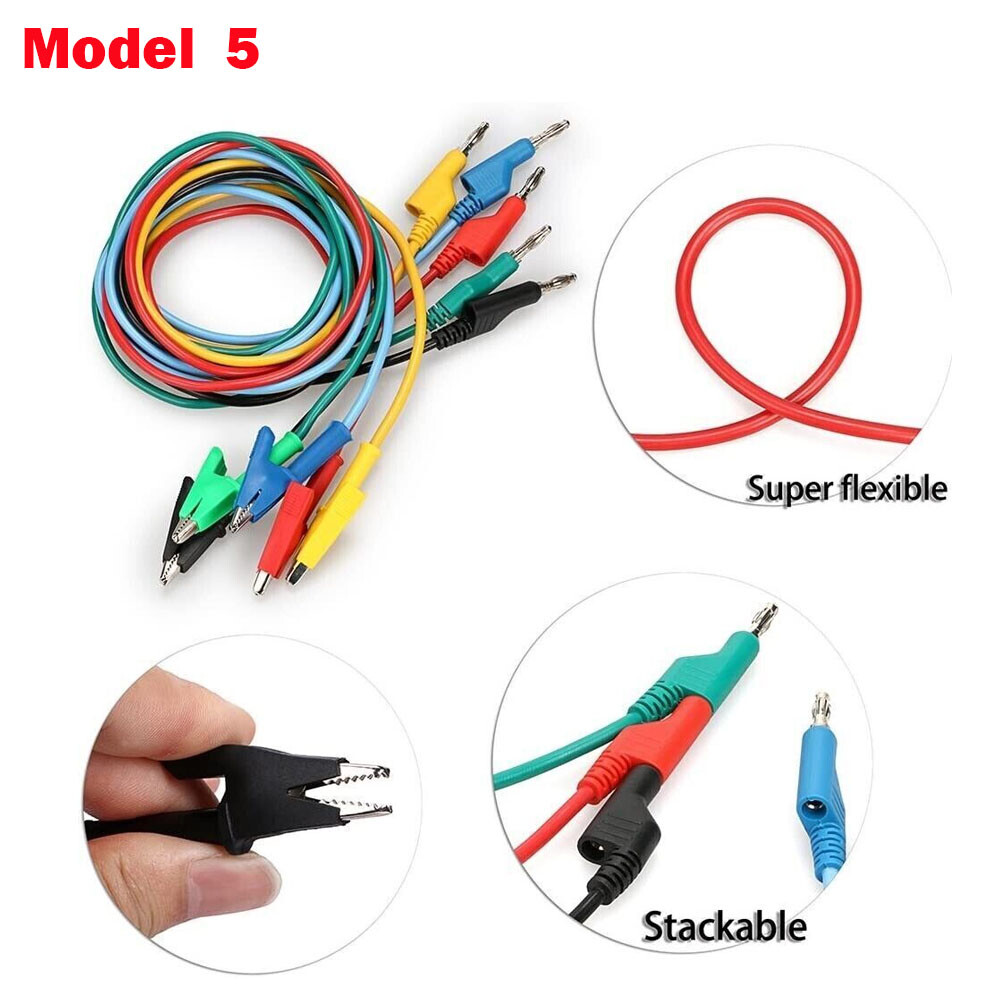 3.3FT 4mm Stackable Banana Plug Test Lead Kit & Alligator Clip & Back Probe NEW
