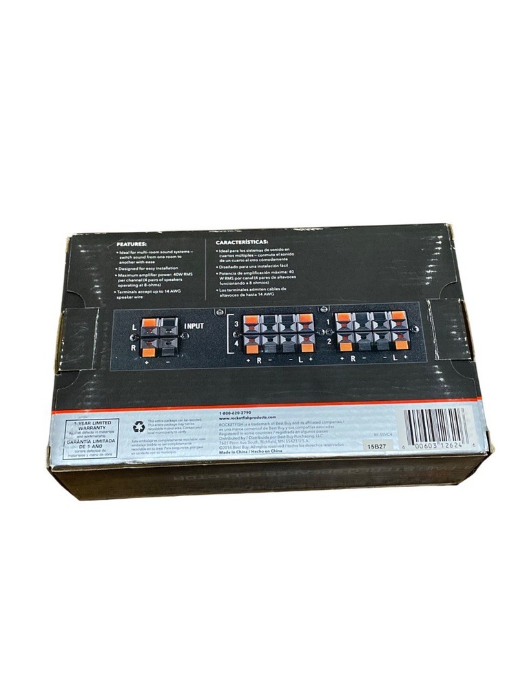 RocketFish RF-SSVC4 4-Pair Stereo Speaker Selector with Volume Control