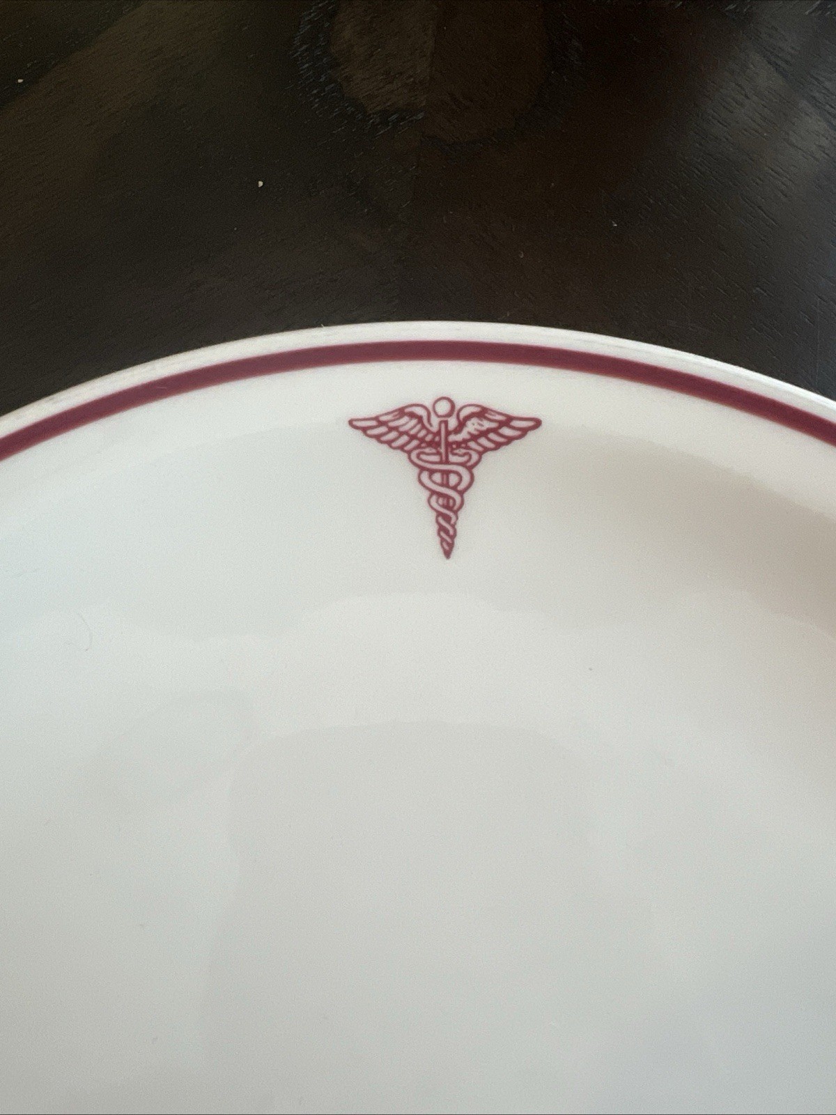 Set of 2 Vintage 9” Dishes Army Medical Corps Red Caduceus Homer Laughlin