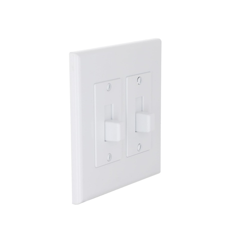 Toggle Switch Plate, 2 Gang Decorator Cover, White