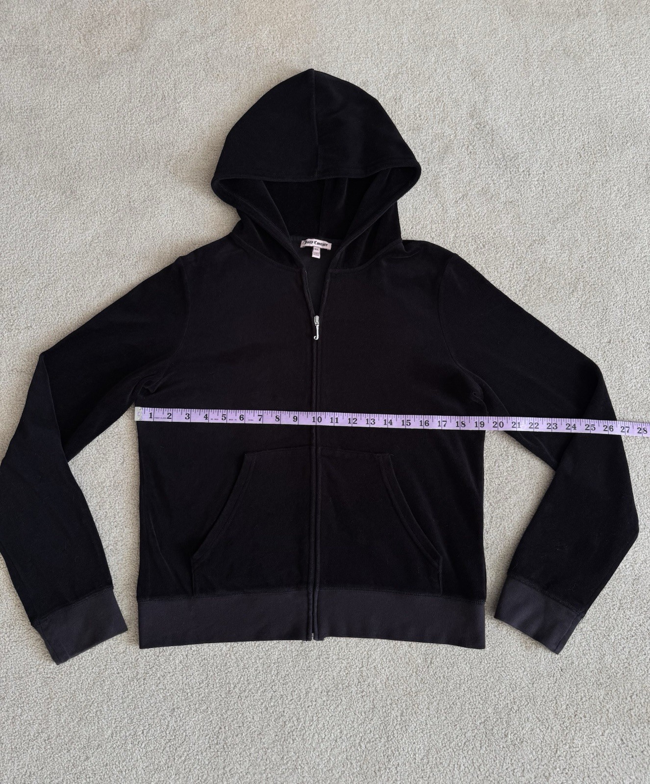 VTG Juicy Couture Black Velour Track Jacket Pink Scottie Dog Bling Size XL RARE