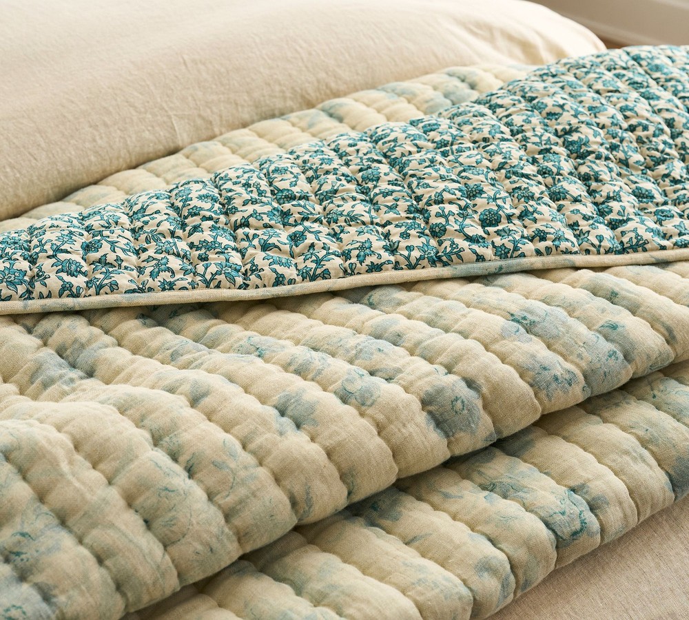 Pottery Barn Floral Cloud Reversible Quilt