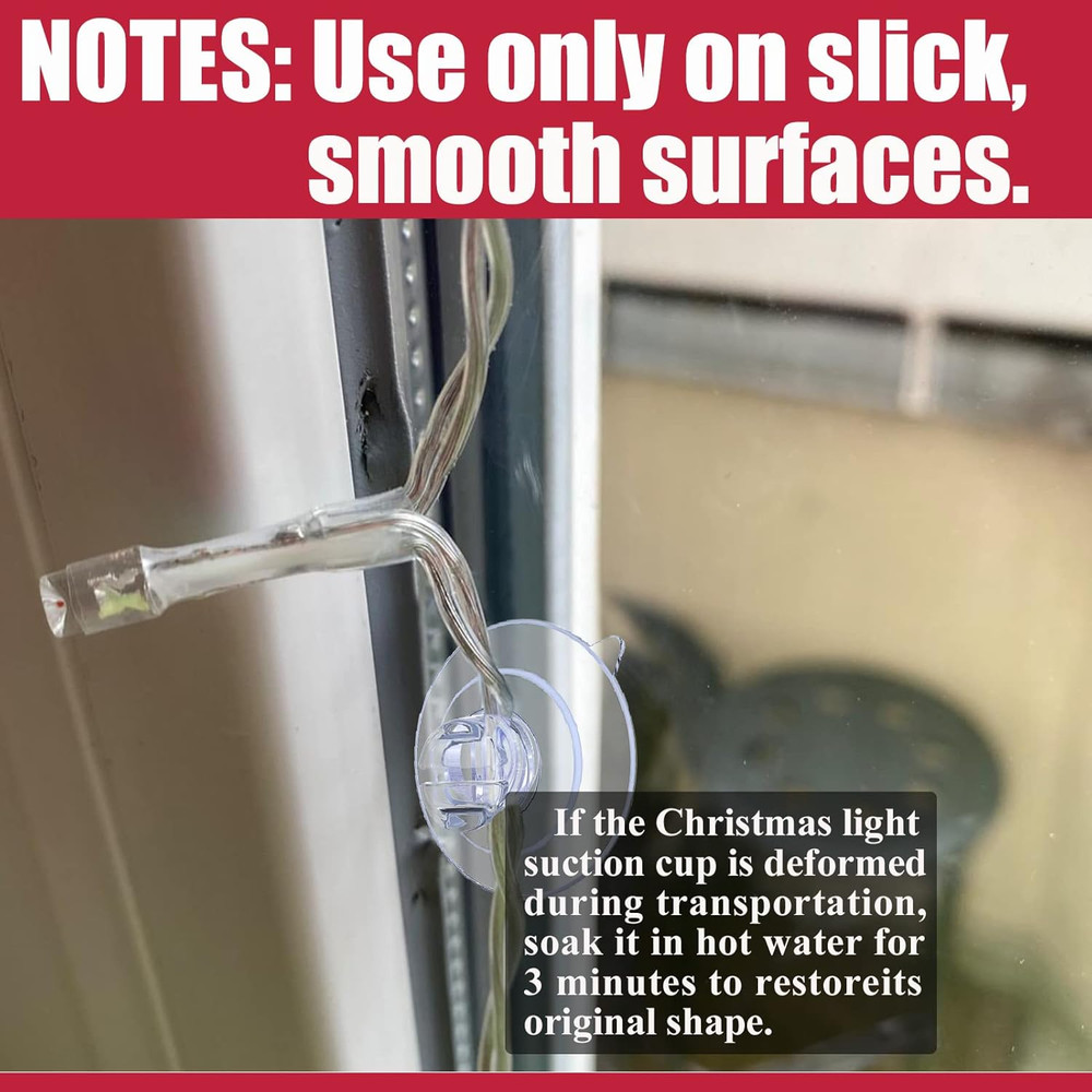 120 Pcs Christmas Light String Suction Cups for Hanging Light String on Window