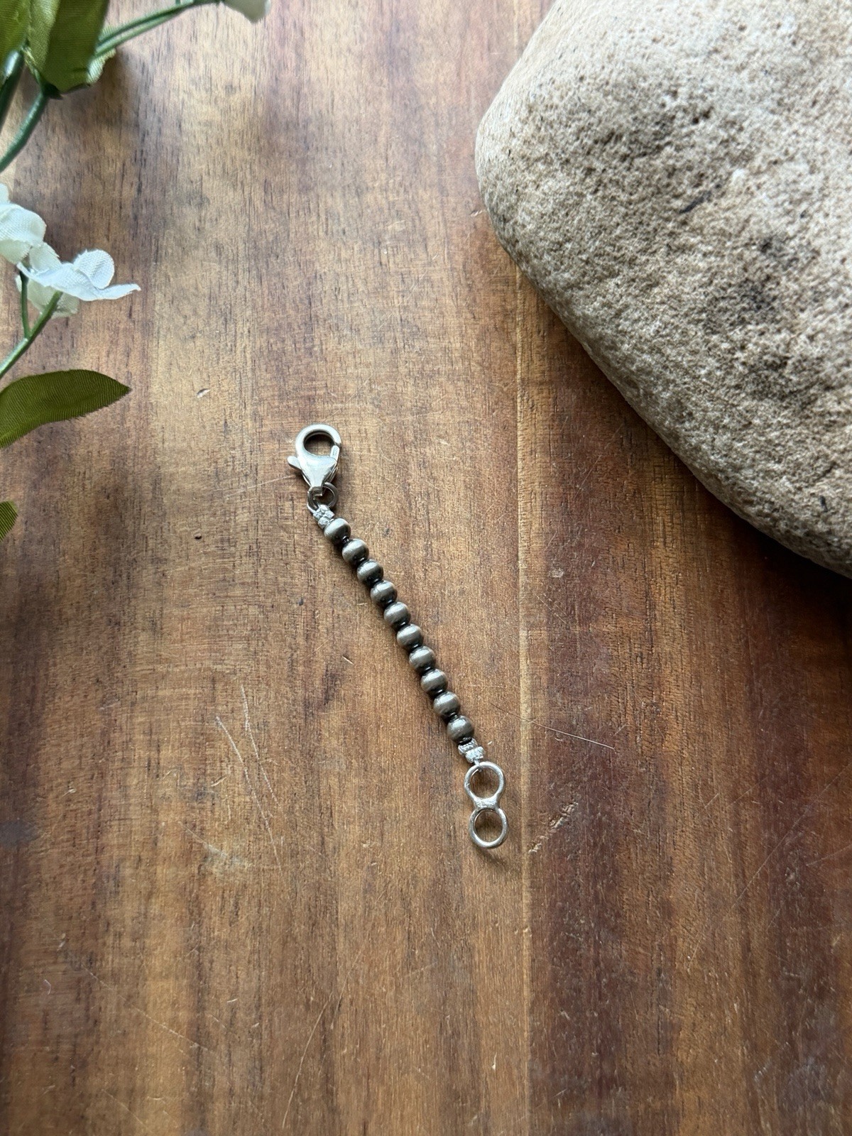 Necklace Chain Extender Sterling Silver Pearls Bead 4mm 2 Inch Lobster Clasp